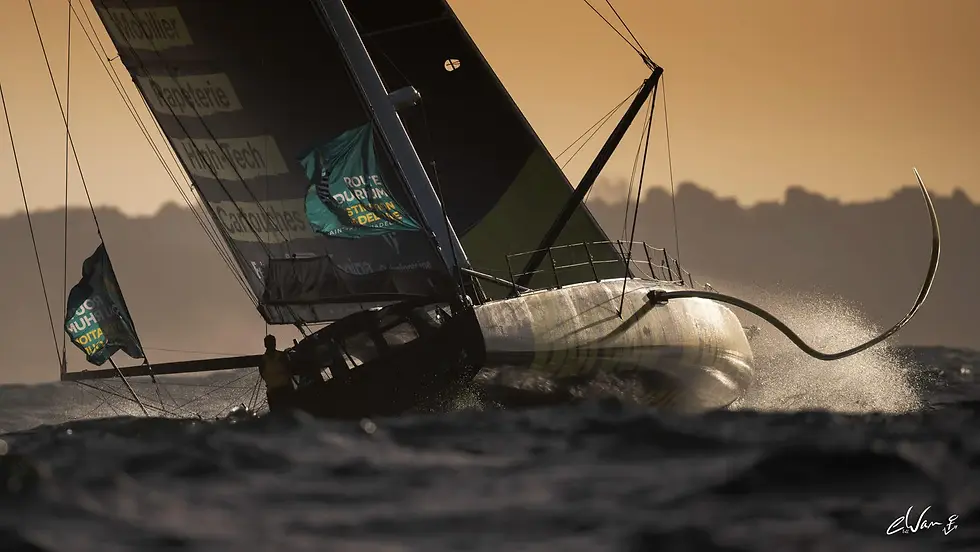 The IMOCA Bureau Vallée boat at the start of the 2022 Route du Rhum