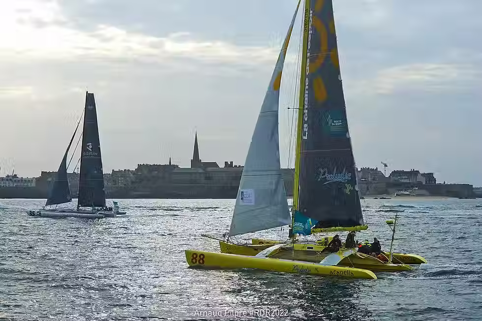 Trimaran Acapella during the Route du Rhum parade - Destination Guadeloupe 2022