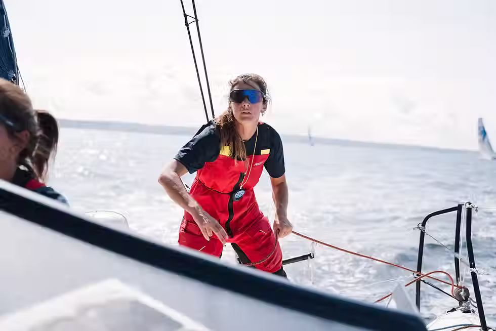 Pamela Lee sailing on her boat